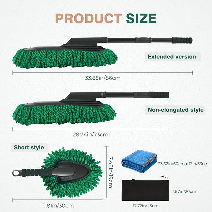 FLORICH Large Microfiber Car Duster Kit, Extendable Car Duster Exterior Scratch Free, Car Cleaning Brush Car Interior Detailing Kit, Car Cleaning Supplies for Cars RV Truck Boat - NeatNest