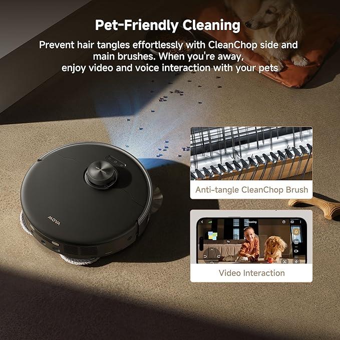 Mova P50 Pro Ultra Robot Vacuum and Mop, 19,000Pa Suction with Anti-Tangle Brush, Removable & Liftable Mop for Carpet & Floor, 167℉ Mop & Washboard Self Drying & Cleaning, Auto Empty & Refill, Black - NeatNest