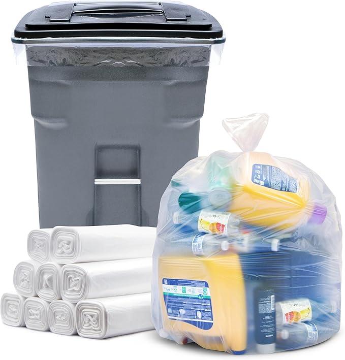 Veska 64-65 Gallon Clear Trash Bags, 120 Count Bulk Large Clear Trash Bags, Heavy Duty Garbage Bags, Large Garbage Bags and Trash Can Liners, 120 Bags on Roll - NeatNest