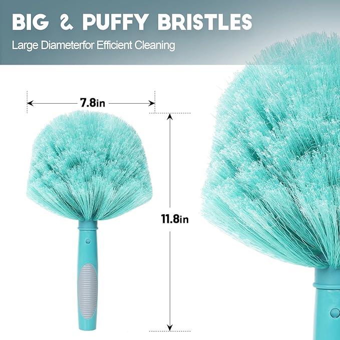 20 Feet High Reach Cobweb Duster with 5-12Ft Extension Pole, Webster Cobweb Duster with 3-Stage Telescopic Aluminum Pole, Spider Web Brush for Outdoor & Indoor Cleaning - Soft Bristles. - NeatNest
