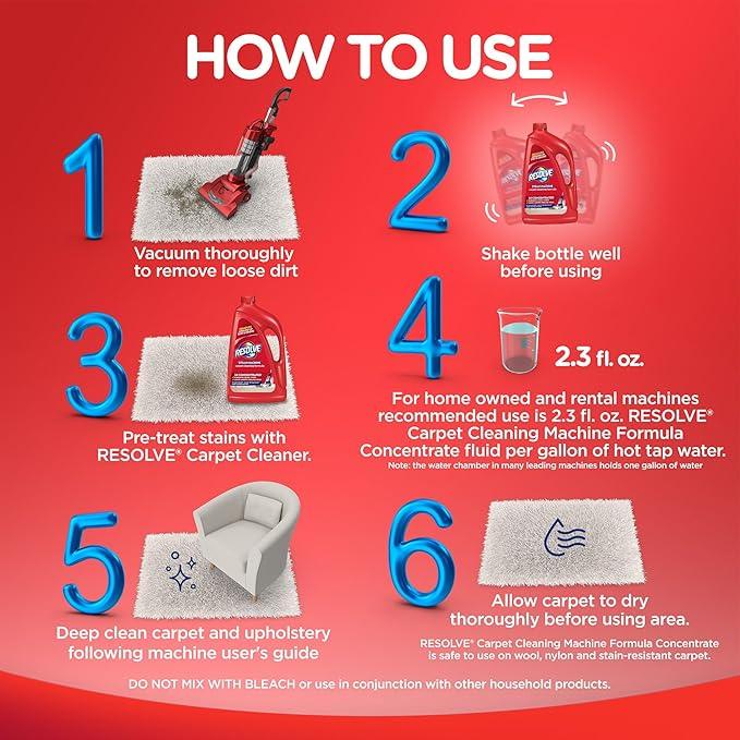 Resolve Steam Carpet Cleaner Solution Shampoo, 3.75 Lb Bottle, 2X Concentrate, Safe for Bissell, Hoover & Rug Doctor, Carpet Cleaner, Carpet Cleaner Solution - NeatNest