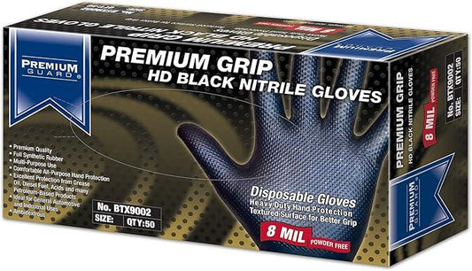 Premium Guard - Nitrile Gloves Heavy Duty 8 Mil Disposable, Powder Free, Black, 50 Gloves per Box (XX-Large) - NeatNest