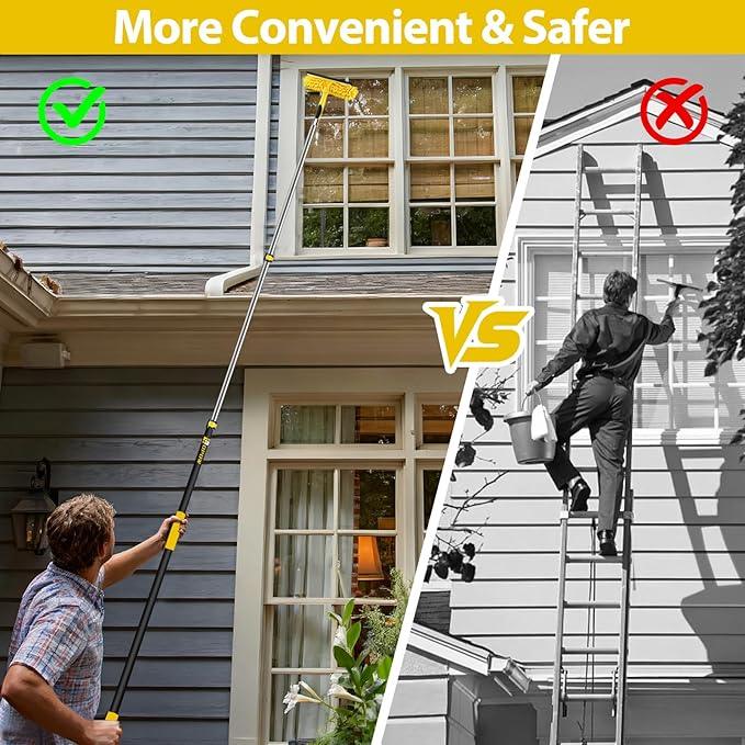 20 Foot High Ceiling Duster Kits with 5-12ft Heavy Duty Extension Pole, High Reach Duster for Cleaning,Microfiber Feather Duster,Cobweb Duster,Ceiling Fan Duster,Window Squeegee & Cleaner - NeatNest