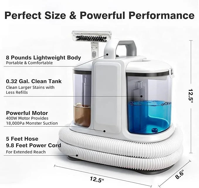 Coospider 18Kpa Portable Carpet Cleaner for Pets Powerful Suction Spot Upholstery Cleaner, Couch Cleaner Machine Deep Cleaner & Stain Remover for Dog Cat Bed, Furniture, Rug, Sofa, Car and Mattress - NeatNest