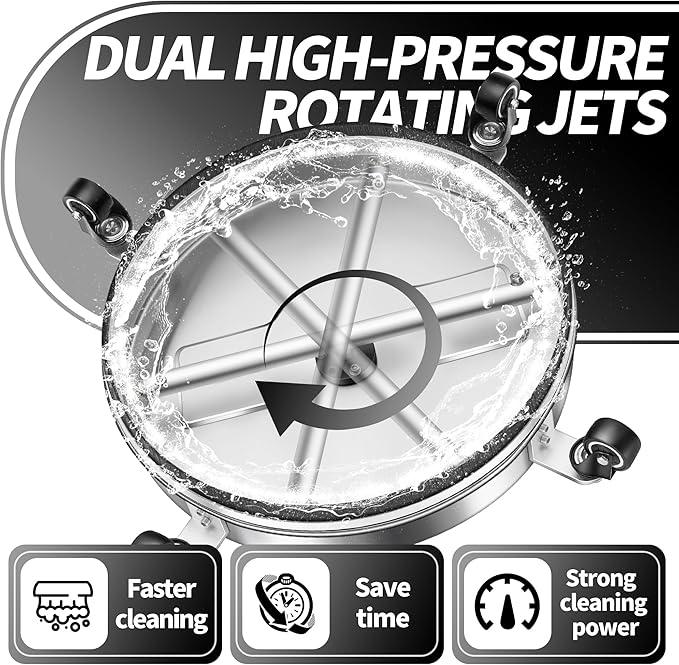 15" Pressure Washer Surface Cleaner with 4 Wheels - Stainless Steel Surface Cleaner for Pressure Washer Attachment for Concrete, Patio, Sidewalk, Deck, Driveways and Daily Washing - PWS 15 - NeatNest