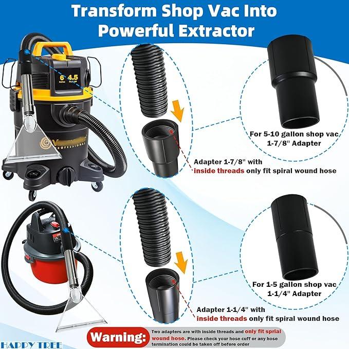 Happy Tree Hand Tool with Large 7-1/2" Clear Head for Upholstery & Carpet Cleaning, Turn Wet-Dry Vac into an Extractor, Detailing Wand Extractor Vacuum Cleaner - NeatNest