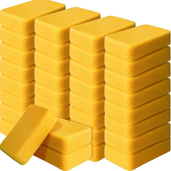 Tioncy 36 Pcs Large Sponges Bulk 7.5 x 5.5 x 1.9 Inch Grouting Car Wash Foam Cleaning and Washing Sponge Commercial Foam Large All Purpose for Cleaning Dishes Car Tile Bike (Yellow) - NeatNest