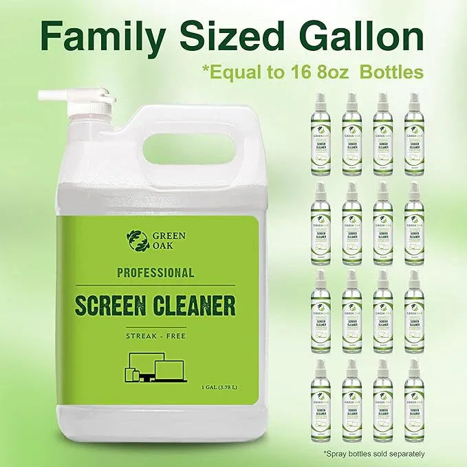 Green Oak Screen Cleaner Refill Professional Screen Cleaner Spray - Best for LCD & LED TV, Tablet, Computer Monitor, Phone - Safely Cleans Fingerprints, Dust, Oil (1 Gallon) - NeatNest