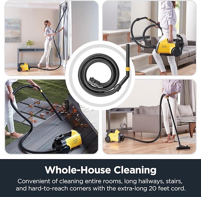 Eureka 3670M Canister Cleaner, Lightweight Powerful Vacuum for Carpets and Hard floors, w/ 5bags,Yellow - NeatNest