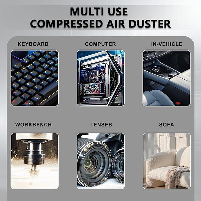 SDFM Compressed Air Duster - Electric Air Duster with Built in Brushless Motor,130,000RPM, 3-Speed Adjustable Air Blower - Suitable for Keyboard, Computer, car, and Home Cleaning (X3) (Max-Black) - NeatNest