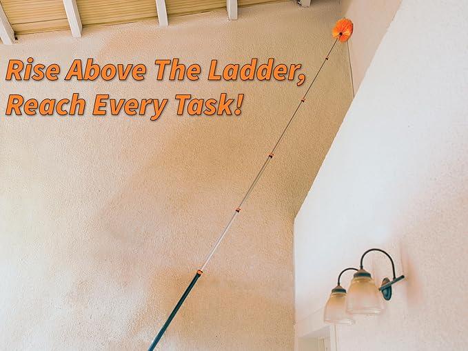 30 Foot High Reach Duster Kit with 5-24 ft Extension Pole // High Ceiling Duster Cleaning Kit with Telescopic Pole // Cobweb Duster // Feather Duster and Ceiling Fan Duster // The Ultimate Dusting Kit - NeatNest