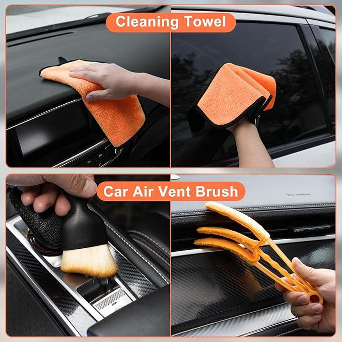 Viewsun Windshield Cleaner Tool, 15Pcs Car Interior Cleaning Kit, Detailing Kit Cleaner, Detailing Brush, Cleaning Gel, Inside Cleaning Supplies Accessories for Trucks, SUVs, RVs Window - NeatNest