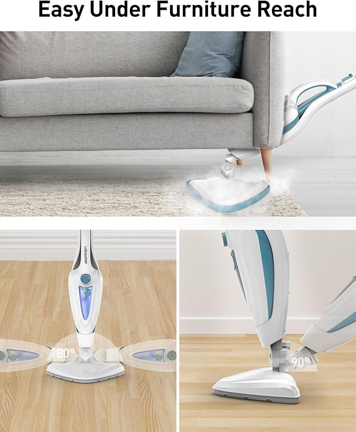12-in-1 Steam Mop, Fast 15-Sec Heat-Up, 1500W Detachable Handheld Steam Cleaner with 2 Dirt Grip Pads, Removes 99.99% Stubborn Stains for Hardwood Floors, Windows, Tiles, Furniture, Turquoise - NeatNest