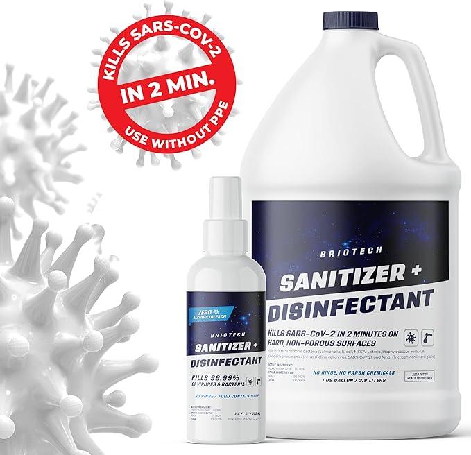 BRIOTECH Sanitizer Disinfectant Hypochlorous, Kill 99.99% of Viruses & Bacteria, Control Mold, Eliminate Odor, Gentle for Nursery & Play Rooms, Food Contact Surface Sanitizer, 1 Gallon Refill - NeatNest