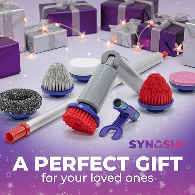 SYNOSHI PRO Electric Spin Scrubber, Cordless Cleaning Brush Bathroom Scrubber. Waterproof Shower Cleaner Brush with Adjustable Angles, 2 Speed, 180Min Work Time for Floor, Bathtub, Kitchen, Car, Tub - NeatNest