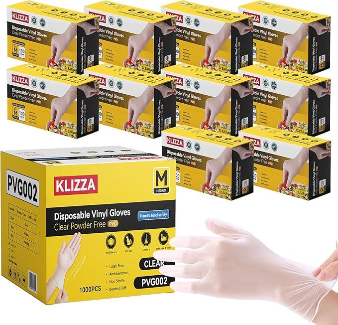 Disposable Vinyl Gloves Clear, Latex & Powder Free, Food Grade Safe for Food Prep Kitchen Cooking Cleaning Salon - NeatNest