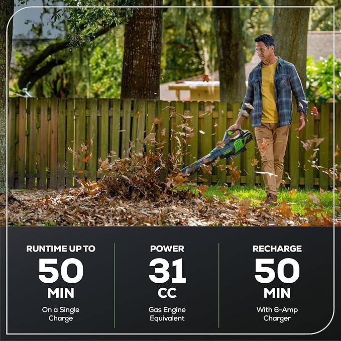 Greenworks 60V 700 CFM Brushless Leaf Blower, 5.0 Ah Battery and Rapid Charger - NeatNest