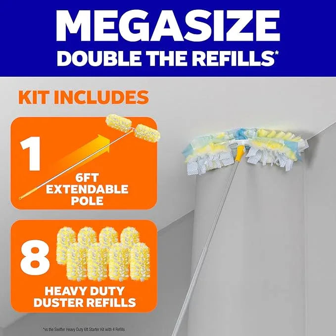 Swiffer Duster Kit with 6 ft Super Extendable Handle, Heavy Duty Starter Kit with 8 Refills - NeatNest