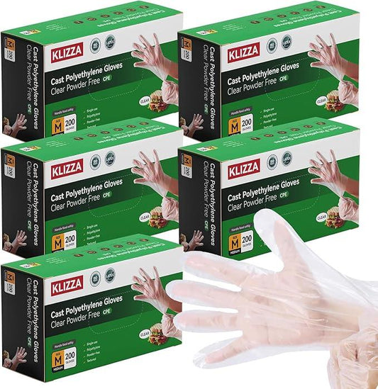 Plastic Gloves Disposable, Latex & Powder Free, Oil-Proof, Thick Clear Gloves Safe for Food Handling, Cooking, Kitchen - NeatNest