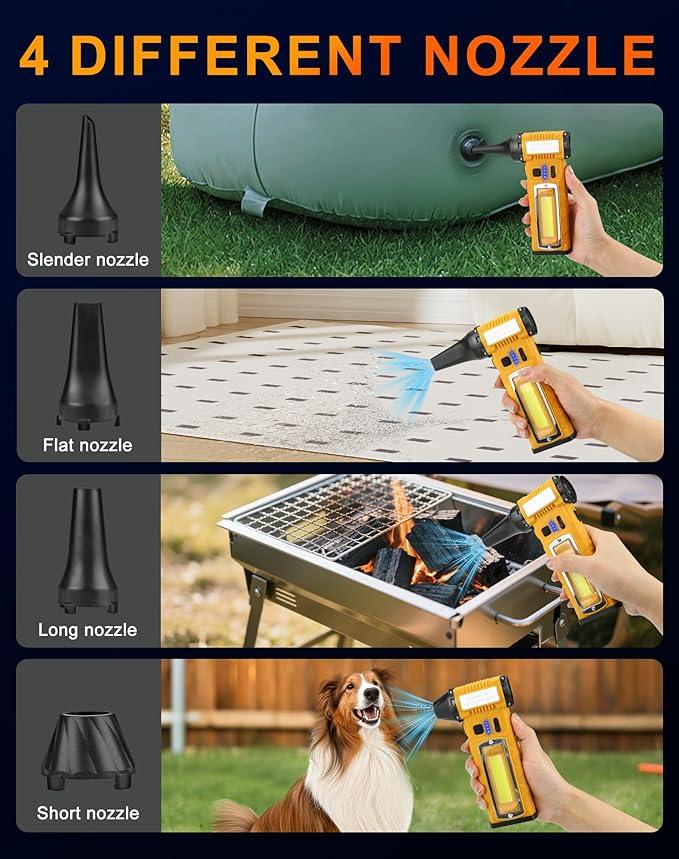 Compressed Air Duster, 2 Gear Adjustable 110000RPM Electric Air Duster with LED Light, USB Rechargeable Electric Air Blower, Dust Blower for Computer, Keyboard, Outdoor and Car 8000mAh - NeatNest
