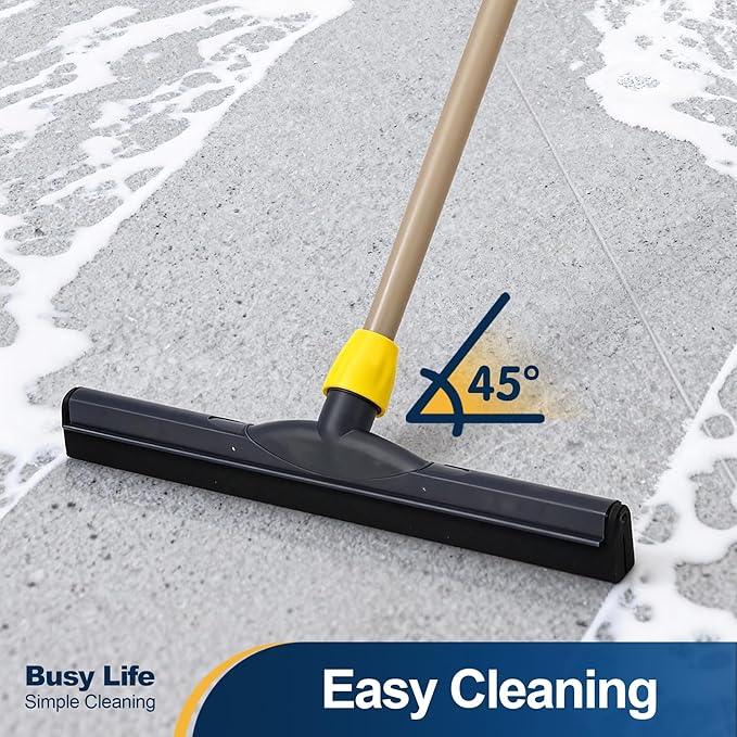 Yocada Floor Squeegee Scrubber Adjustable Telescopic Pole Heavy Duty Household Broom EVA Foam Blade for Garage Courtyard Shower Bathroom Floor Marble Glass Tile Water Foam Cleaning - NeatNest