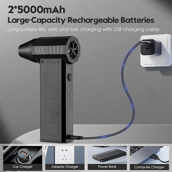 Compressed Air Duster, 180000RPM Electric Air Duster Whit LED Lighting & 9 Brush, 4 Gear Adjustable Turbo Fan, Cordless Air Blower Rechargeable, Air Duster for PC/Laptop/Keyboard/Car/Home Cleaner - NeatNest