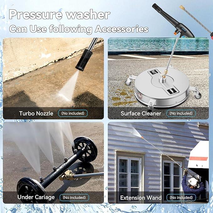 5000 PSI Adjustable Pressure Cleaner, 2025 New Power Cleaner Pressure Adjustable (2500PSI-5000PSI) with 33ft Pressure Hose, 4 Nozzle and Detergent Tank for Cars, Upgraded Green - NeatNest