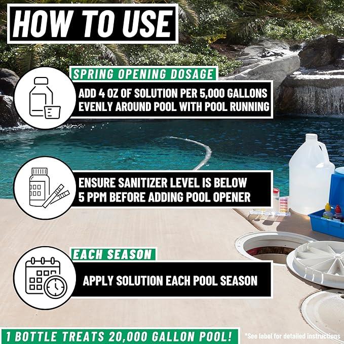 3in1 Pool Start Up - 20,000 Gallon Pool Opening Kit For Above Ground Pool, Pool Opening Kit for Inground Pools, Pool Starter Kit, Salt Water & Chlorine Compatible Pool Chemicals - NeatNest