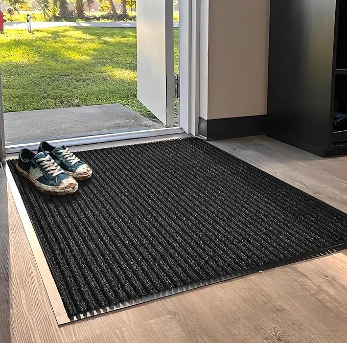 SRDDQLC Door Floor Mat Commercial Grade Large Size Heavy Duty Tough Entry Collection Slip Skid Entrance Mat with Rubber Backing Low Profile and Easy to Clean Indoor Outdoor Rug,3x6FT,Black - NeatNest