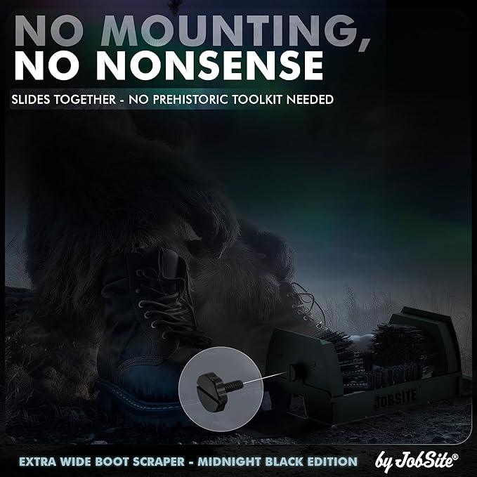 Midnight Black Boot Scrubber - Outdoor Shoe Scraper Brush - No Mount Shoe Cleaner - Sasquatch Sized - NeatNest