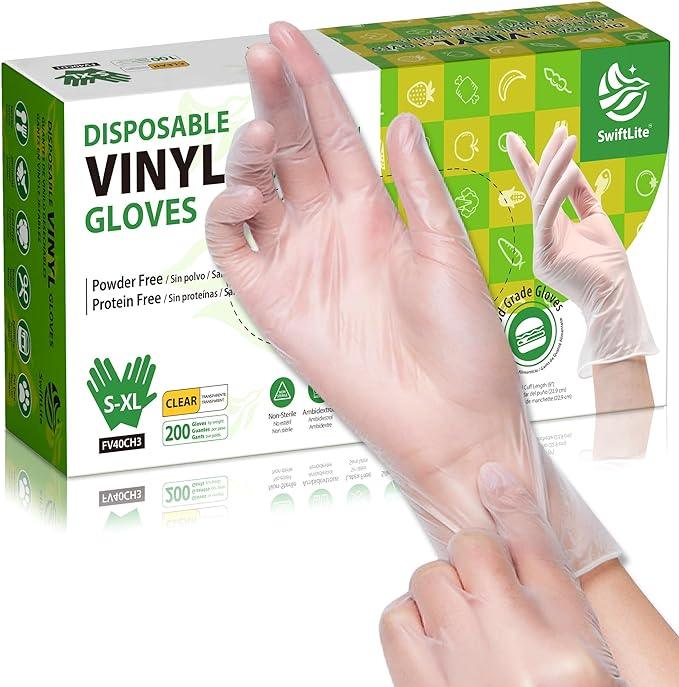 Disposable Vinyl Gloves, Food Safe, Latex-Free Powder-Free Clear Plastic Gloves for Cooking, House Clean, Food Prep - NeatNest