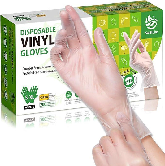 Disposable Vinyl Gloves, Food Safe, Latex-Free Powder-Free Clear Plastic Gloves for Cooking, House Clean, Food Prep - NeatNest