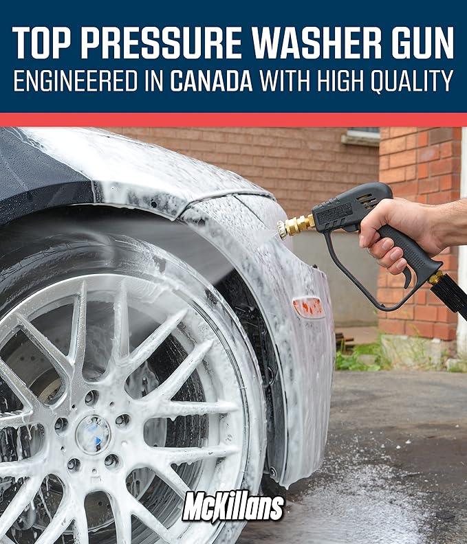 McKillans® Short Pressure Washer Gun with Replacement M22 Inlet - High Pressure Water Handle with 1/4” Quick Connector Coupler - Power Washer Gun Compatible with Foam Cannon - Car Wash Foam Gun - NeatNest