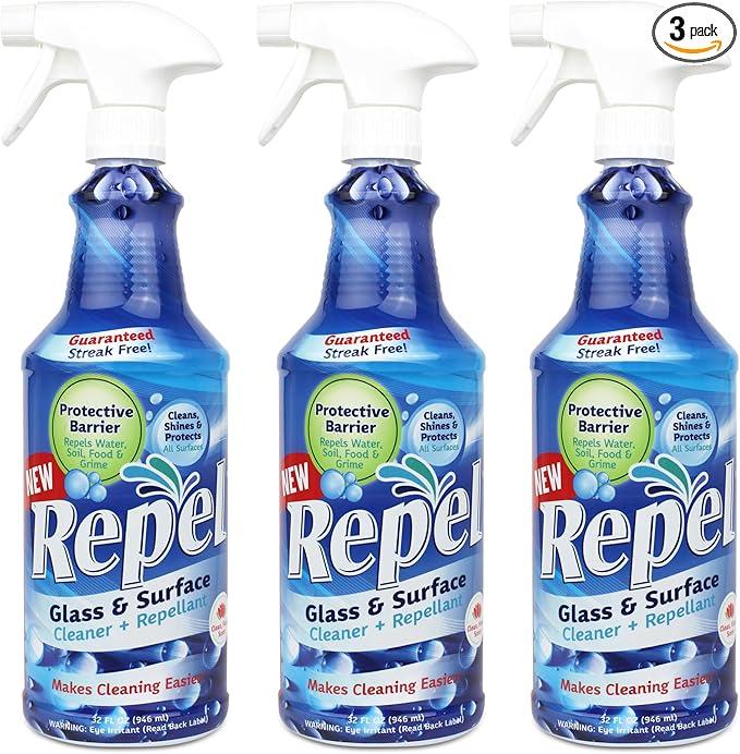 Clean-X REPEL Glass & Surface Cleaner 32 fl. oz. - Cleans & Repels water spots and dirt on glass, mirror, tile and multi surface by UNELKO (3) - NeatNest