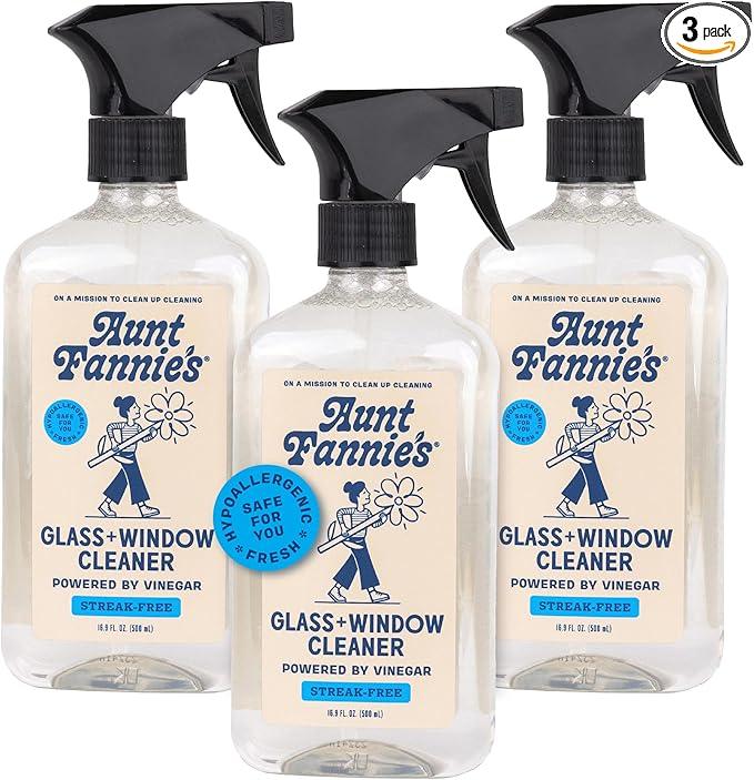 Aunt Fannie's Glass & Window Cleaning Vinegar Spray, Natural Streak-Free Spray 16.9 Ounces (Pack of 3) - NeatNest
