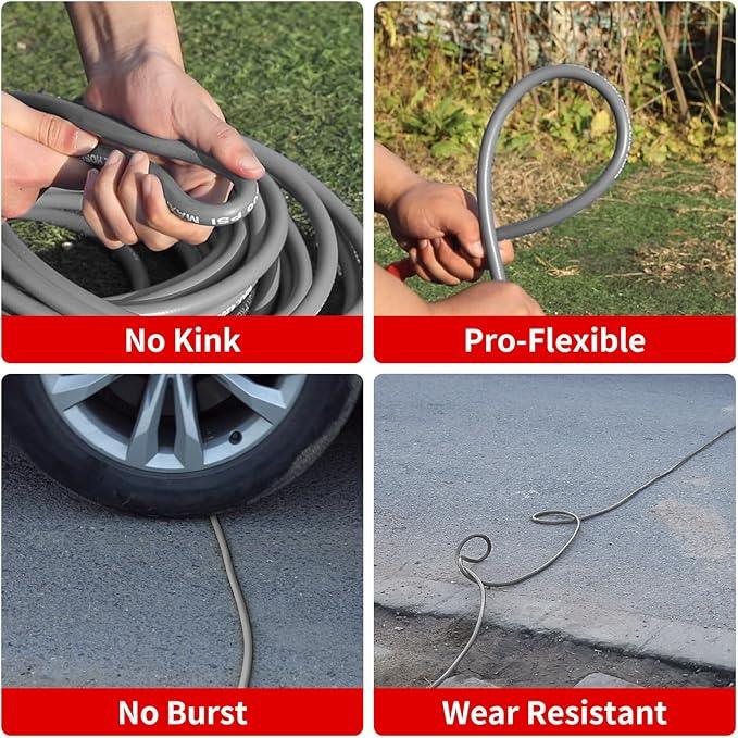 Pressure Washer Hose 100ft 4200PSI with 3/8 Quick Connect, 1/4 Commercial Grade Steel Wire Braided Kink Resistant Power Washer Extension Hose, Flexible Replacement Hose Adapter Set - NeatNest