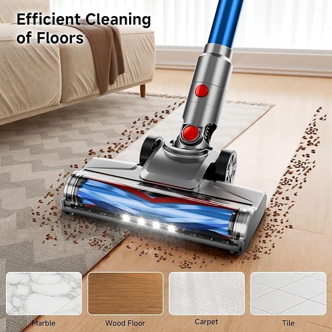 Cordless Vacuum Cleaner, Powerful Stick Vacuum Cleaner for Home with Rechargeable Battery, 6-in-1 Lightweight Handheld Vacuum, 45 Mins Runtime for Hardfloor & Carpets Pet Hair (Blue) - NeatNest