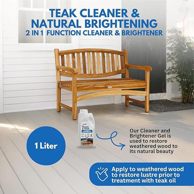 EcoDecors Loveable 2 in 1 Wood & Teak Cleaner and Brightener Gel, 1 L, for Outdoor Use, Cleans, Renews, and Refreshes Outdoor Wood - 2 Pack - NeatNest
