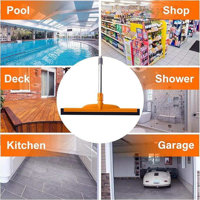 ITTAR Heavy-Duty Floor Squeegee, 62" Adjustable Handle, EVA Foam Blade, Ideal for Concrete, Garage, Patio & More - NeatNest