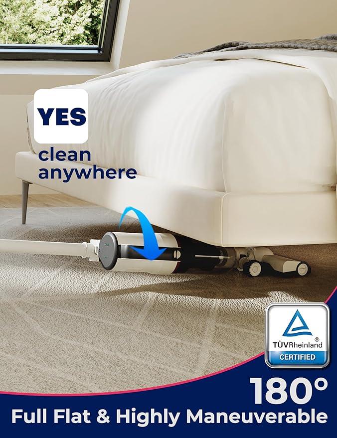 Roomie Tec SlimVac Pro Cordless Vacuum Cleaner for Home - 2200mAh Battery, High Suction Power, Lightweight, Detachable Handheld with HEPA Filter – Multi-Surface Cleaning for Carpets, Hard Floors, Cars - NeatNest