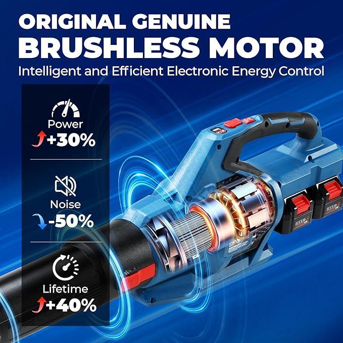 Dong Cheng Brushless Cordless Leaf Blower, 40V Battery Powered Blower with 2 * 4.0Ah Batteries & Charger, 650 CFM High-Efficiency Blower for Sidewalks, Driveways, Town Care, Blowing Leaves and Snow - NeatNest