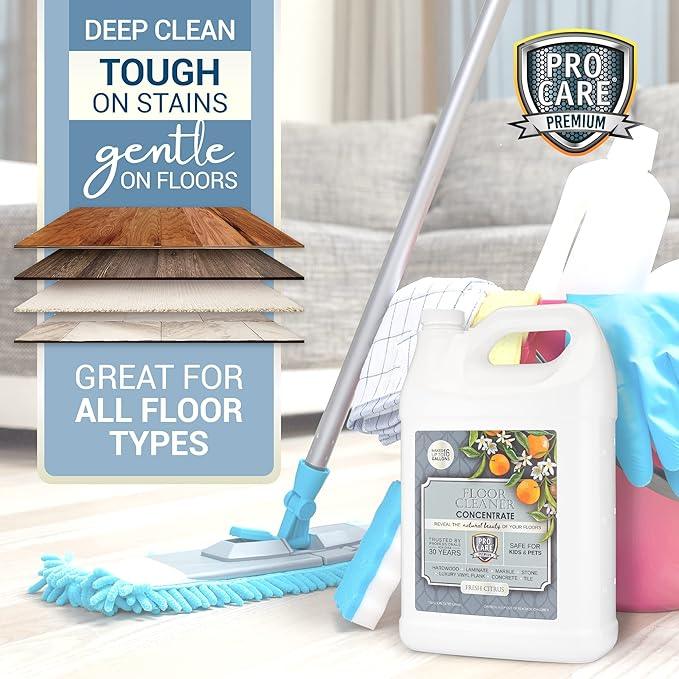 ProCare Citrus Floor Cleaner Concentrate (Made in USA) | Vinyl, Wood, Tile, Stone & Laminate Floor Cleaner For Mopping, Household Supplies, Cleaning Solution For Kitchen & Bathroom - 1 Gallon - NeatNest