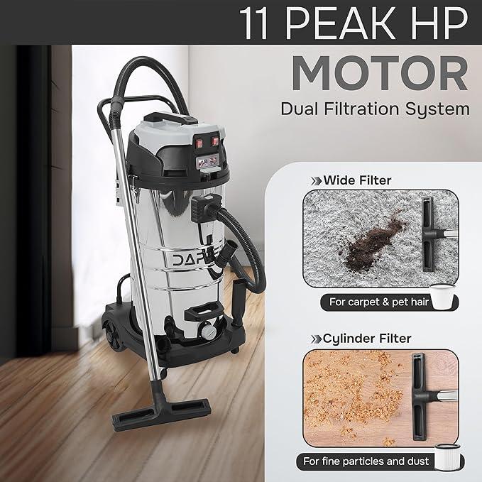 26.5 Gallon 11 Peak HP Wet/Dry Vacuum, Stainless Steel Tank, 2 in 1 Function Portable Shop Vacuum with Attachments, Built-in Drain Ideal for Jobsite, Garage & Workshop. - NeatNest