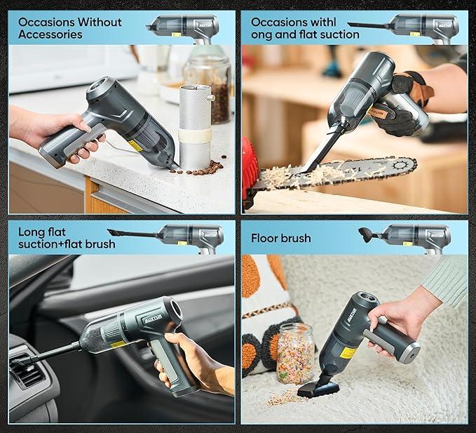 Car Vacuum Cleaner Portable Cordless 15000PA Brushless Motor|Handheld Vacuum Rechargeable 5200mAh Mini Car Vacuum with Super Endurance for Home and Desktop,SW101GREY - NeatNest