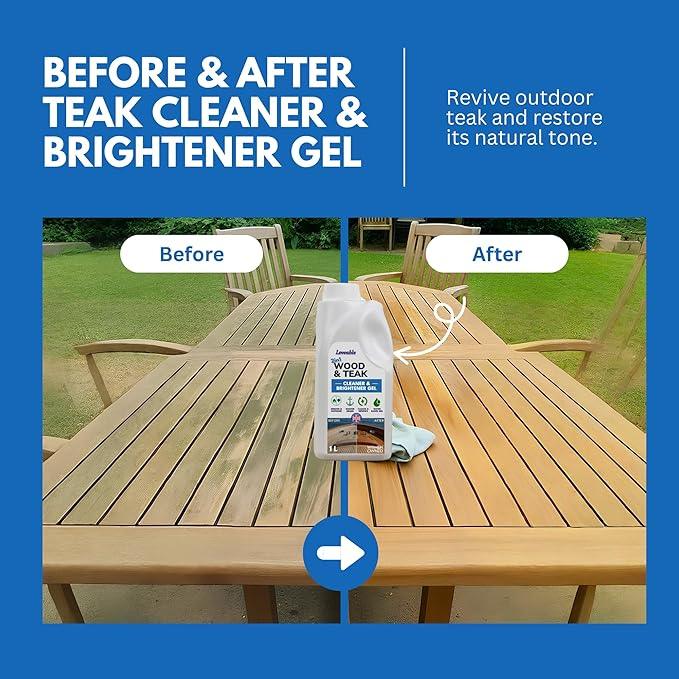 EcoDecors Loveable 2 in 1 Wood & Teak Cleaner and Brightener Gel, 1 L, for Outdoor Use, Cleans, Renews, and Refreshes Outdoor Wood - NeatNest