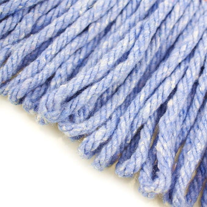 String Mop Heads Replacement Heavy Duty Commercial Grade Blue Cotton Looped End Wet Industrial Cleaning Mop Head Refills (6, Medium) - NeatNest