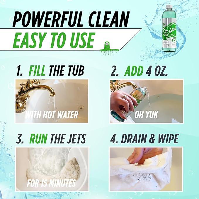 Oh Yuk Jetted Bathtub Cleaner for Jet Tubs, Whirlpools, The Most Effective Jetted Tub Cleaner, Septic Safe | Two 16 Ounce Bottles! - NeatNest