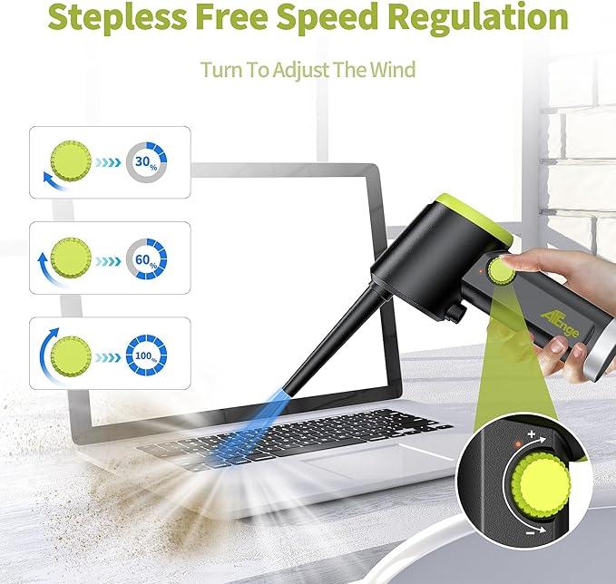 Compressed Air Duster, Electric Air Duster, Handheld Cordless Air Duster, Stepless Speed Motor, 6000mAh Rechargeable Air Blower, Type-C Fast Charge, for Computer, Keyboard, Pet House… - NeatNest
