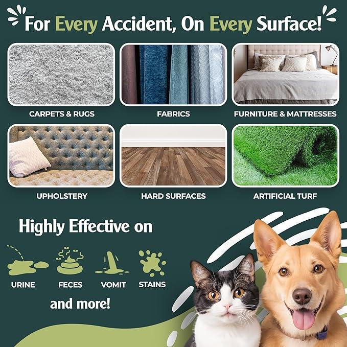 Sprinkle & Sweep Pet Stain and Odor Remover - Super Concentrated Pet Odor Eliminator - No Scrubbing Dog & Cat Urine Enzyme Cleaner Destroyer - Carpet Cleaner for Multiple Surfaces (24 oz Pack of 2) - NeatNest