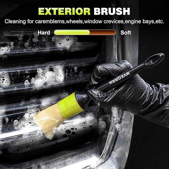 10PCS Car Detailing Brush Set,Boars Hair Car Cleaning Detail Brush kit,Ultra Soft No Scratch Car Dust Brush,Car Interior Detailing Brushes Kit,Detail Brushes Car Detailing for Interior Exterior(green) - NeatNest